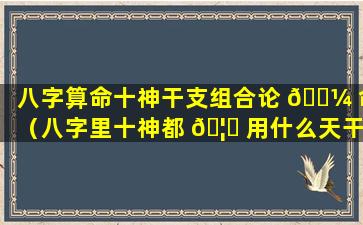 八字算命十神干支组合论 🐼 命（八字里十神都 🦁 用什么天干和地支表示）